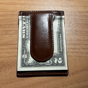 Italian Handmade Leather Money Clip Wallet Brown